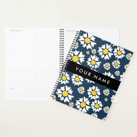 Daisy Pattern, Witte Daisies, Jouw naam Planner (Display)