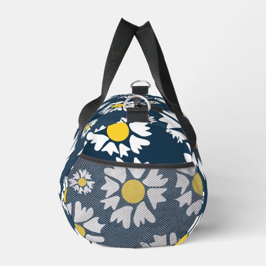 Daisy Pattern, Witte Daisies, Jouw naam Plunjezak (Rechts)