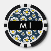 Daisy Pattern, Witte Daisies, Jouw naam Poker Chips (Voorkant)
