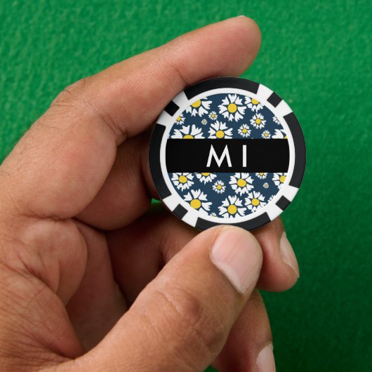 Daisy Pattern, Witte Daisies, Jouw naam Poker Chips (Hand)