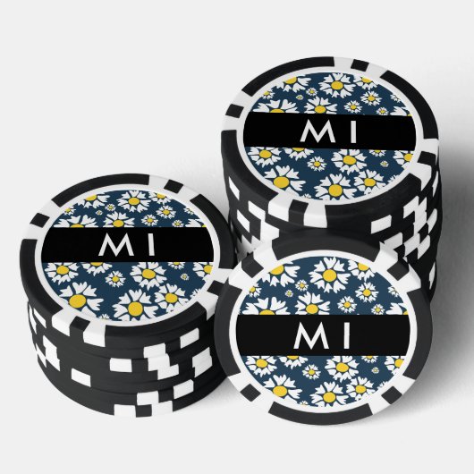 Daisy Pattern, Witte Daisies, Jouw naam Poker Chips (Opstapeling)