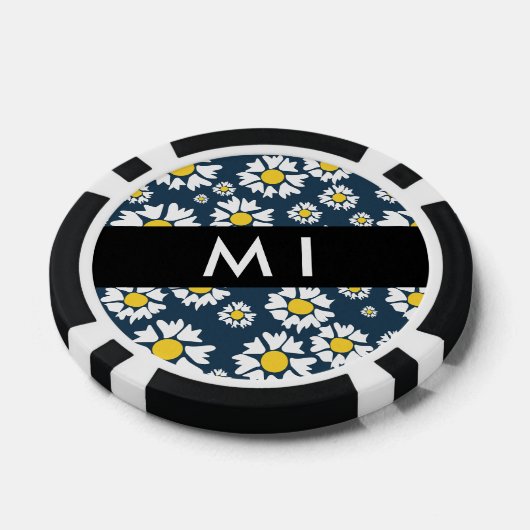 Daisy Pattern, Witte Daisies, Jouw naam Poker Chips (Enkel)