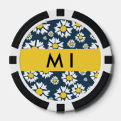 Daisy Pattern, Witte Daisies, Jouw naam Poker Chips (Voorkant)