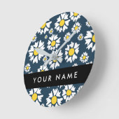 Daisy Pattern, Witte Daisies, Jouw naam Ronde Klok (Hoek)