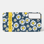 Daisy Pattern, Witte Daisies, Jouw naam Samsung Galaxy Hoesje (Achterkant horizontaal)