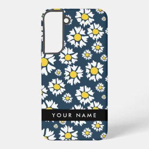 Daisy Pattern, Witte Daisies, Jouw naam Samsung Galaxy Hoesje