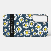 Daisy Pattern, Witte Daisies, Jouw naam Samsung Galaxy Hoesje (Achterkant horizontaal)