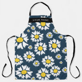 Daisy Pattern, Witte Daisies, Jouw naam Schort (Voorkant)