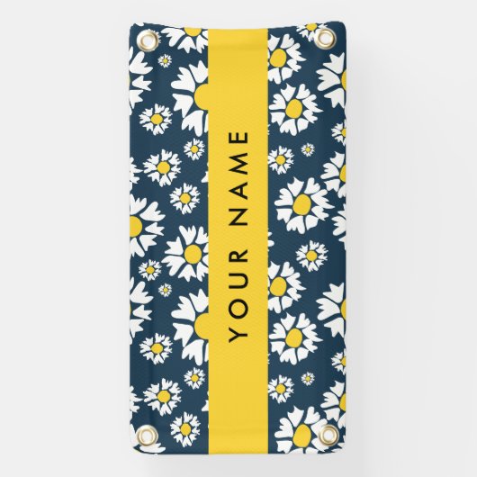 Daisy Pattern, Witte Daisies, Jouw naam Spandoek (Verticaal)