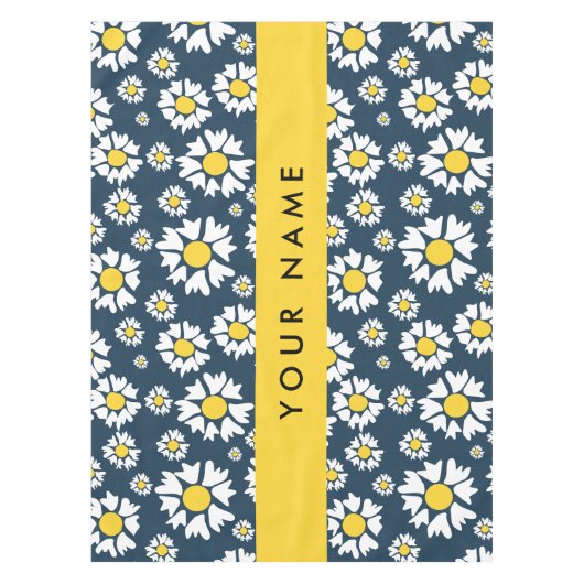 Daisy Pattern, Witte Daisies, Jouw naam Tafelkleed (Voorkant)