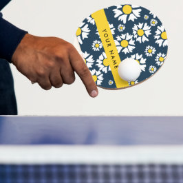 Daisy Pattern, Witte Daisies, Jouw naam Tafeltennisbatje