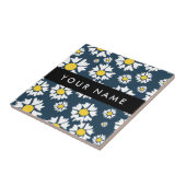 Daisy Pattern, Witte Daisies, Jouw naam Tegeltje (Zijkant)