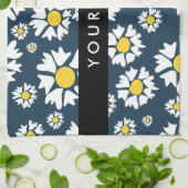 Daisy Pattern, Witte Daisies, Jouw naam Theedoek (Gevouwen)