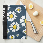 Daisy Pattern, Witte Daisies, Jouw naam Theedoek (Quarter Fold)