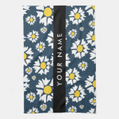 Daisy Pattern, Witte Daisies, Jouw naam Theedoek (Verticaal)