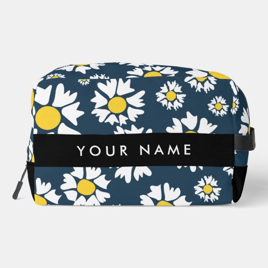 Daisy Pattern, Witte Daisies, Jouw naam Toilettasje (Achterkant)