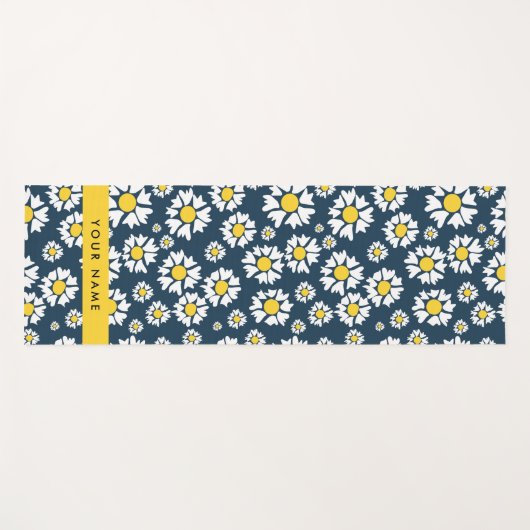 Daisy Pattern, Witte Daisies, Jouw naam Yogamat (Voorkant (horizontaal))