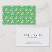 Daisy Pattern Yellow & White Daisies on Green Visitekaartje (Voorkant / Achterkant)