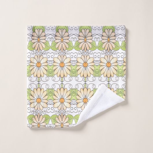 Daisy Patterned Badhanddoek Set Bad Handdoek (Wasdoekje)