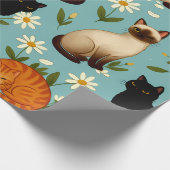 Daisy Paws Parade – Playful Cats & Blooms Cadeaupapier (Hoek)