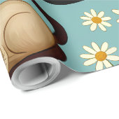 Daisy Paws Parade – Playful Cats & Blooms Cadeaupapier (Rol Hoek)