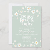 Daisy Peace Love Baby shower Uitnodiging (Voorkant)