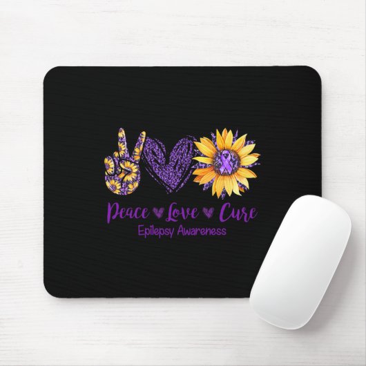 Daisy Peace Love Cure Epilepsie Bewustzijn Paarse  Muismat (Met muis)