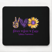 Daisy Peace Love Cure Epilepsie Bewustzijn Paarse  Muismat (Voorkant)