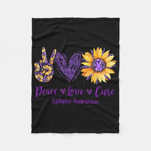 Daisy Peace Love Cure Epilepsy Awareness Purple Ri Fleece Deken (Voorkant)