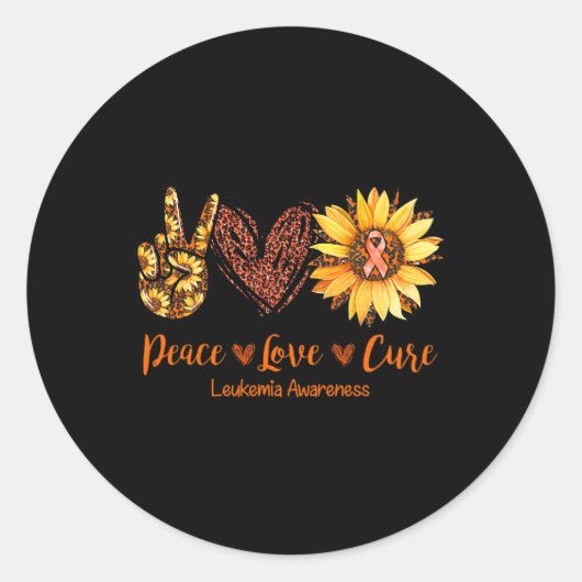 Daisy Peace Love Cure Leukemie Awareness Gift Ronde Sticker (Voorkant)