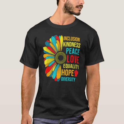 Daisy Peace Love Equality Diversity Human Rights L T-shirt (Voorkant)