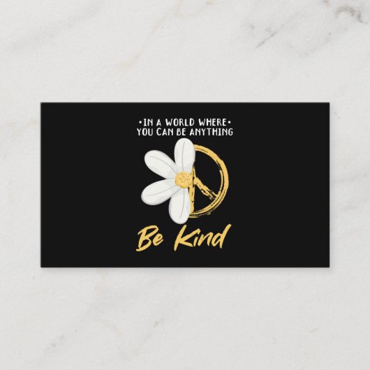 Daisy Peace Sign Flower Gardening Hippie Visitekaartje (Voorkant)