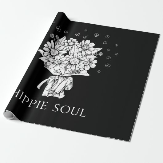 Daisy Peace Sign Hippie Soul Cadeaupapier (Uitgerold)