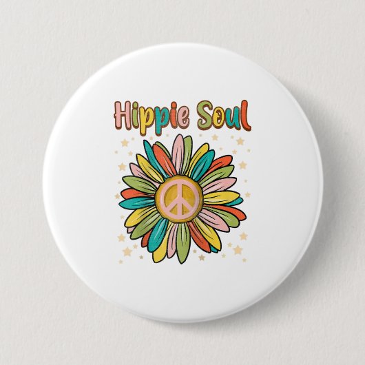 Daisy Peace Sign Hippie Soul Cute Daisy Ronde Button 7,6 Cm (Voorkant)