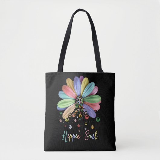 Daisy Peace Sign Hippie Soul Flower Lovers Tote Bag (Voorkant)