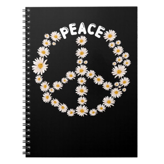 Daisy Peace Sign Women Gardener Hippie Notitieboek (Voorkant)