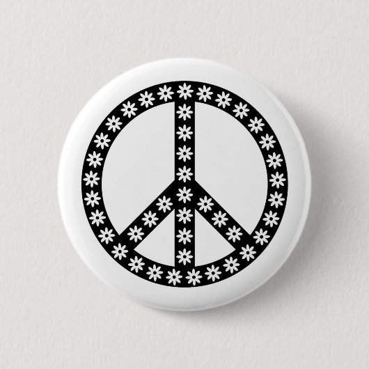 Daisy Peace Symbol Ronde Button 5,7 Cm (Voorkant)