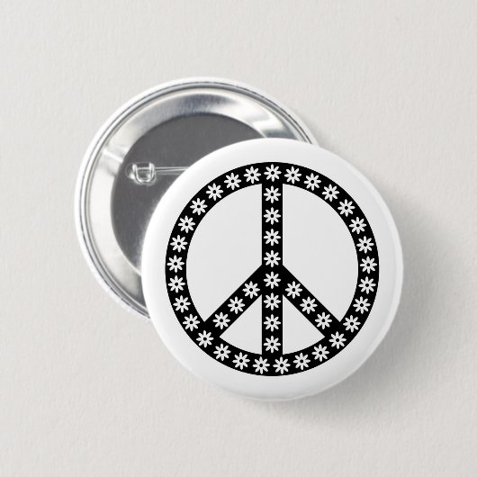 Daisy Peace Symbol Ronde Button 5,7 Cm (Voorkant /achterkant)