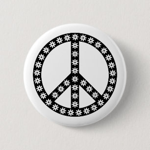 Daisy Peace Symbol Ronde Button 5,7 Cm