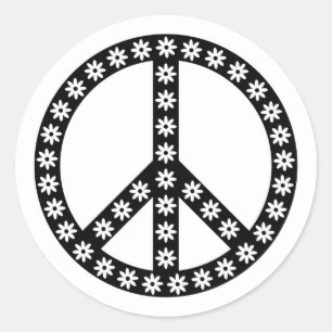 Daisy Peace Symbol Ronde Sticker
