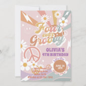 Daisy Peach Love Four Ever Groovy 4e verjaardag Kaart (Voorkant)