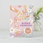 Daisy Peach Love Four Ever Groovy 4e verjaardag Kaart (Staand voorkant)