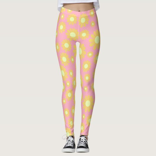 Daisy Peach Sinaasappel Leggings (Voorkant)