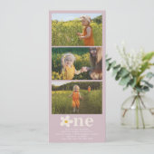 Daisy Photo Birthday Invitation Kaart (Staand voorkant)