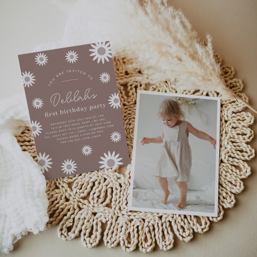 Daisy Photo Birthday Invitation Kaart