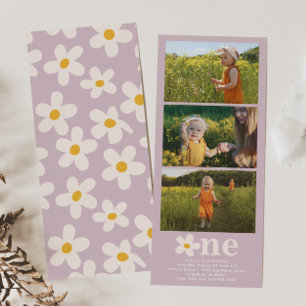 Daisy Photo Birthday Invitation Kaart