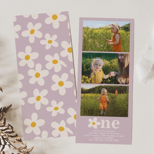 Daisy Photo Birthday Invitation Kaart