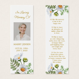 Daisy Photo Funeral Memorial Bookmark Mini Visitekaartjes