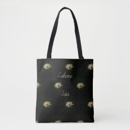 Daisy Photo Personalized Sister Black Tote Bag