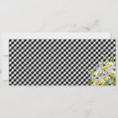 Daisy Picnic Black Gingham Check Baby shower Kaart (Achterkant)